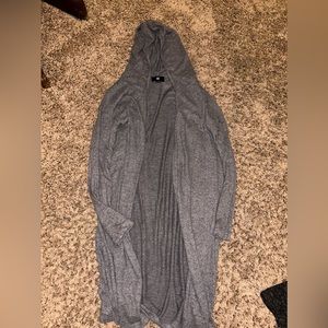 Grey cardigan with hoodie and black cardigan with quarter sleeve